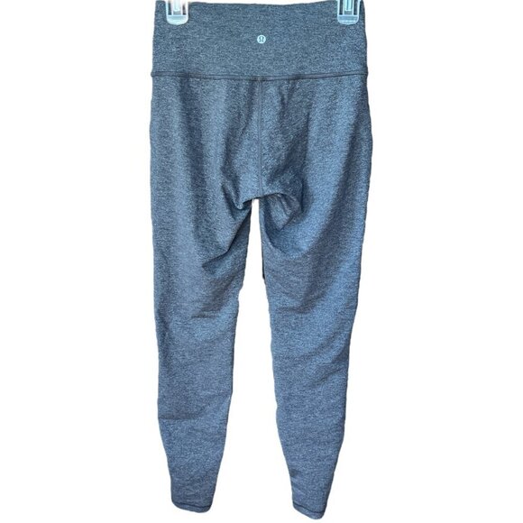 Lululemon Womens Wunder Under HR Tight Leggings Sz 8 Gray Tech Mesh Fitness Gym - Picture 2 of 6